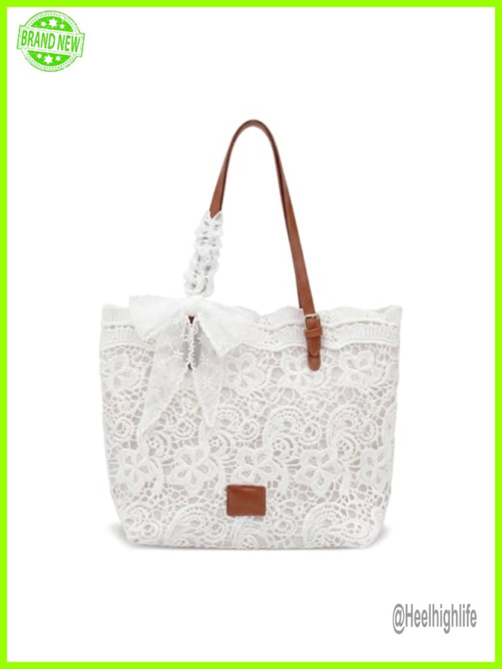 Lace Shoulder Bag Bohemian Summer Tote Purse with PU Leather Strap